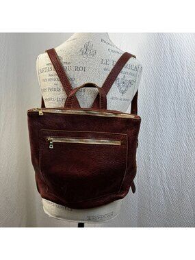 Portland Leather Goods Classic Nutmeg Leather Backpack With Gold Zippers